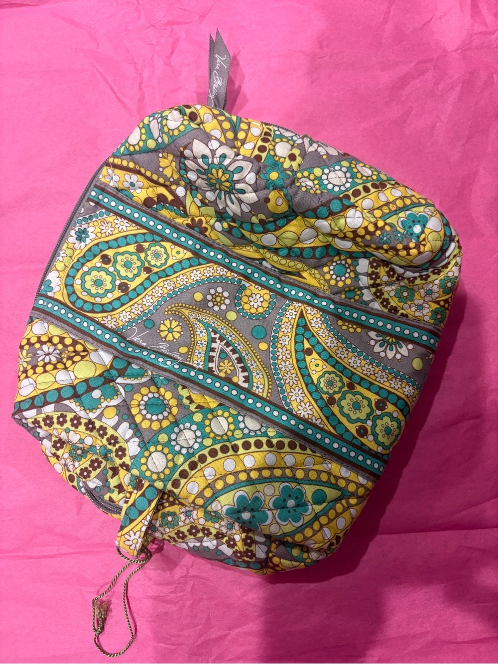 Vera Bradley Large Cosmetic Bag Lime’s Up Plastic Lined travel make up case
